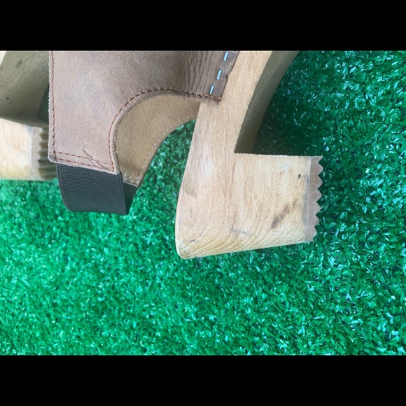 Nina Z size 37 tan leather wooden heels made in Sweden - Picture 2 of 5